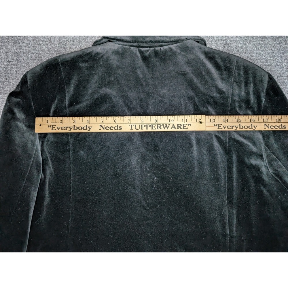 Vintage Larry Levine Black Velvet Double Breasted Trench Coat Women's Large - Picture 10 of 12